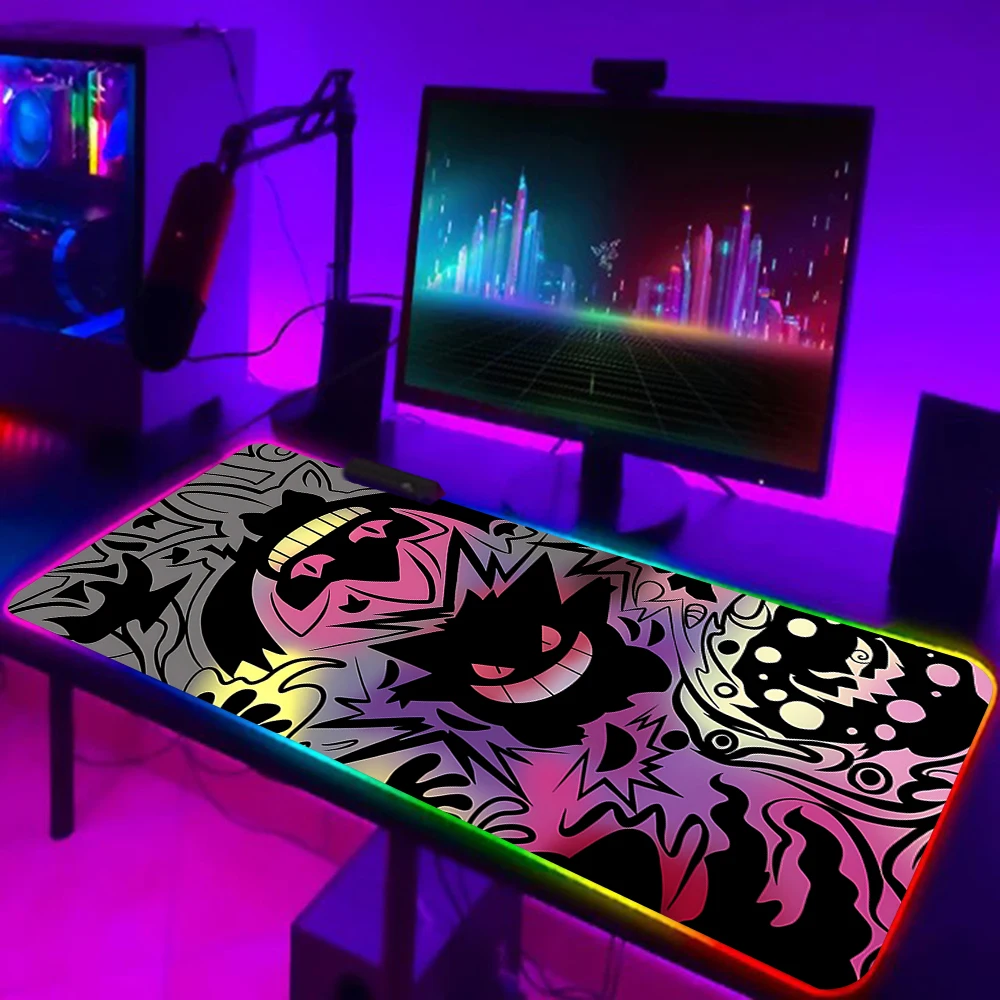 Niedlichen Anime Gengars RGB PC Gamer Tastatur Mauspad Mauspad LED leuchtende Maus matten Gummi Gaming Computer Mausepad