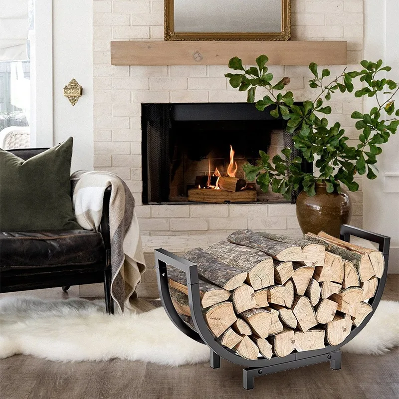 Steel Indoor Firewood Rack Multi-purpose Log Holder Rust Proof For Backyard Deck Fireplace Campfire Kindling Storage Tool