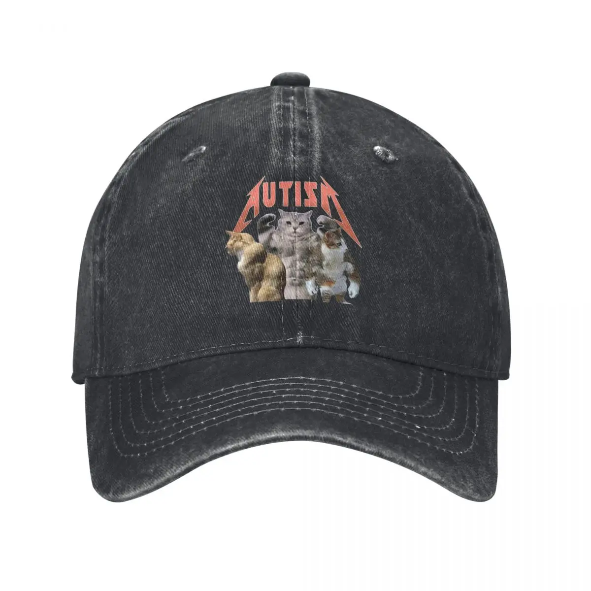 Vintage Buff Cats Autism Meme Baseball Cap Unisex Style Distressed Washed Dad Hat Funny Gym Outdoor Workouts Hats Cap