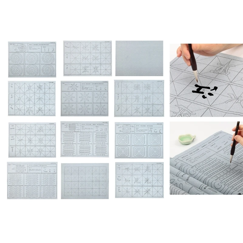 Reusable Water Writing Cloth Gridded Chinese Writing Paper Reusable Water Writing Cloth Paper H8WD