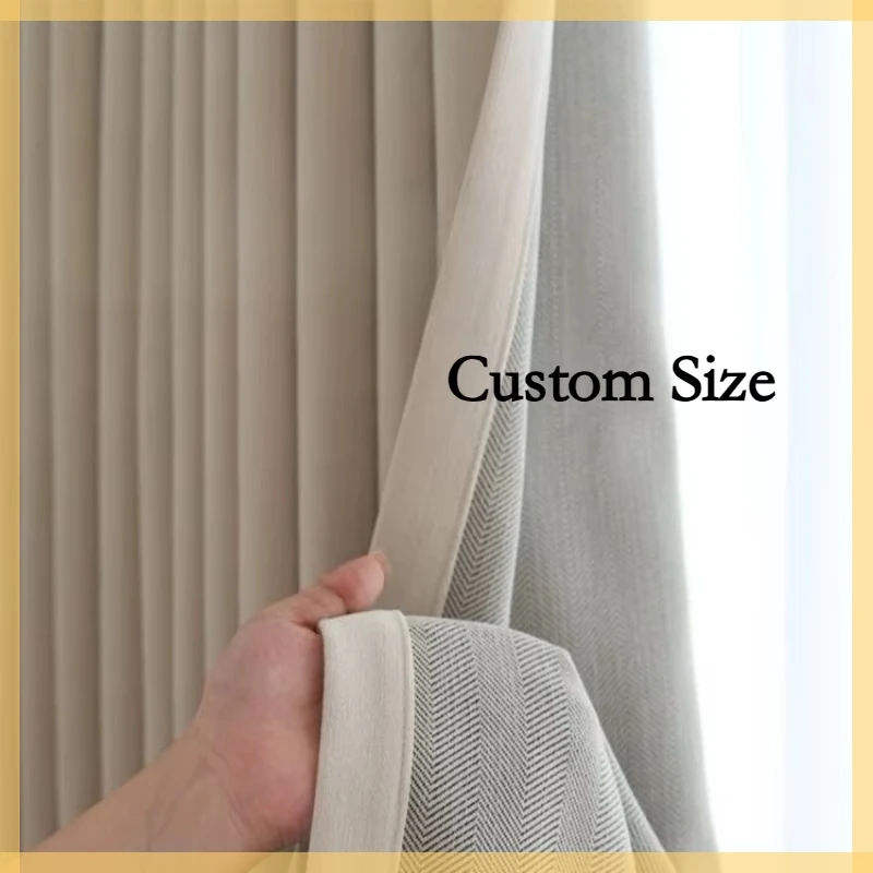 Custom Size Double-sided Chenille Full Blackout French Cream Style Elegant Luxury Curtains for Living Dining Room Bedroom