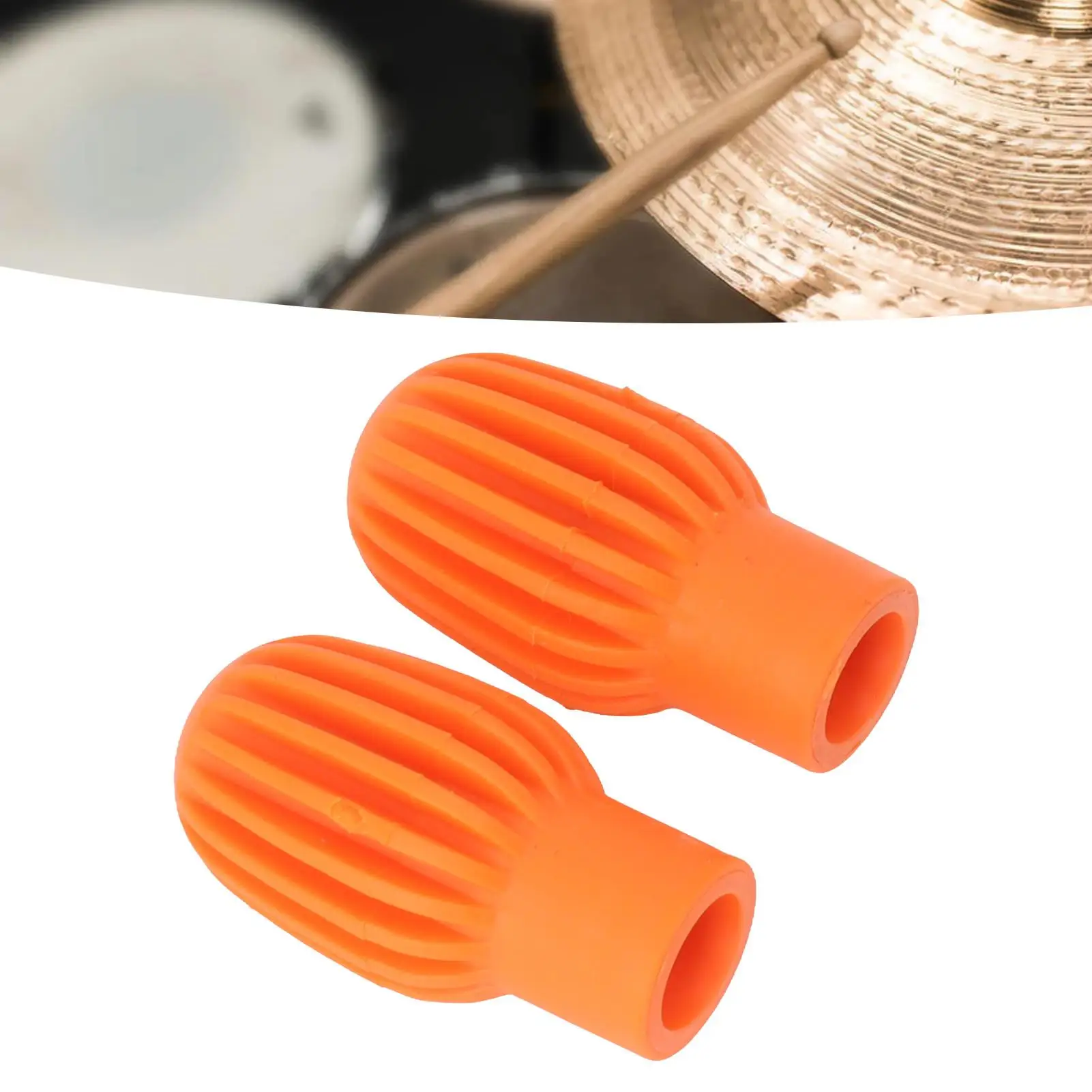 Silent Practice Drumstick Tips - Elastic Orange Silicone Dampeners, Compact & Portable for dorm Use