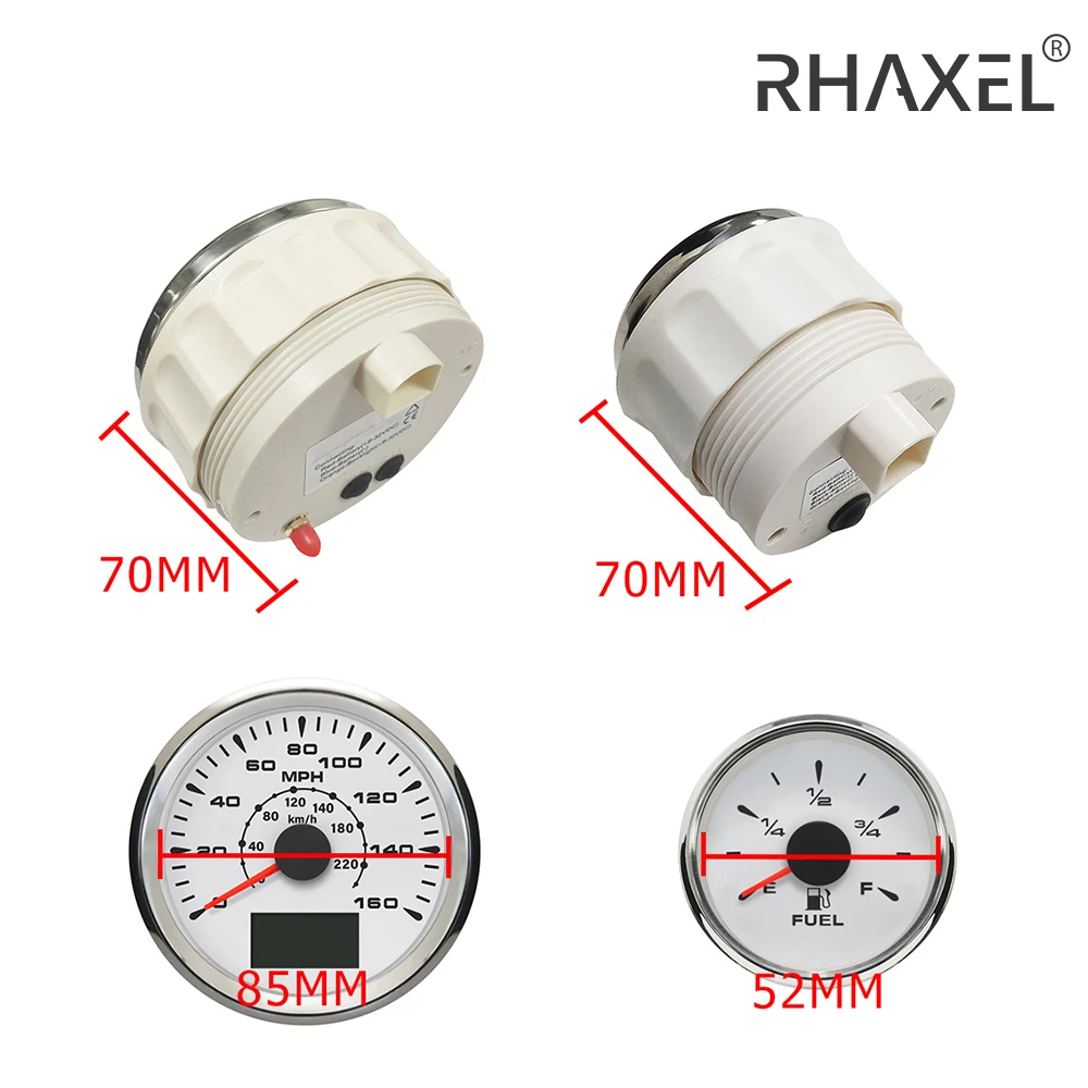 Rpm-velocímetro com gps, velocímetro, nível de combustível, temperatura da água, 160mph, 6 gauge manômetro de óleo com luz de fundo, voltímetro, 12V