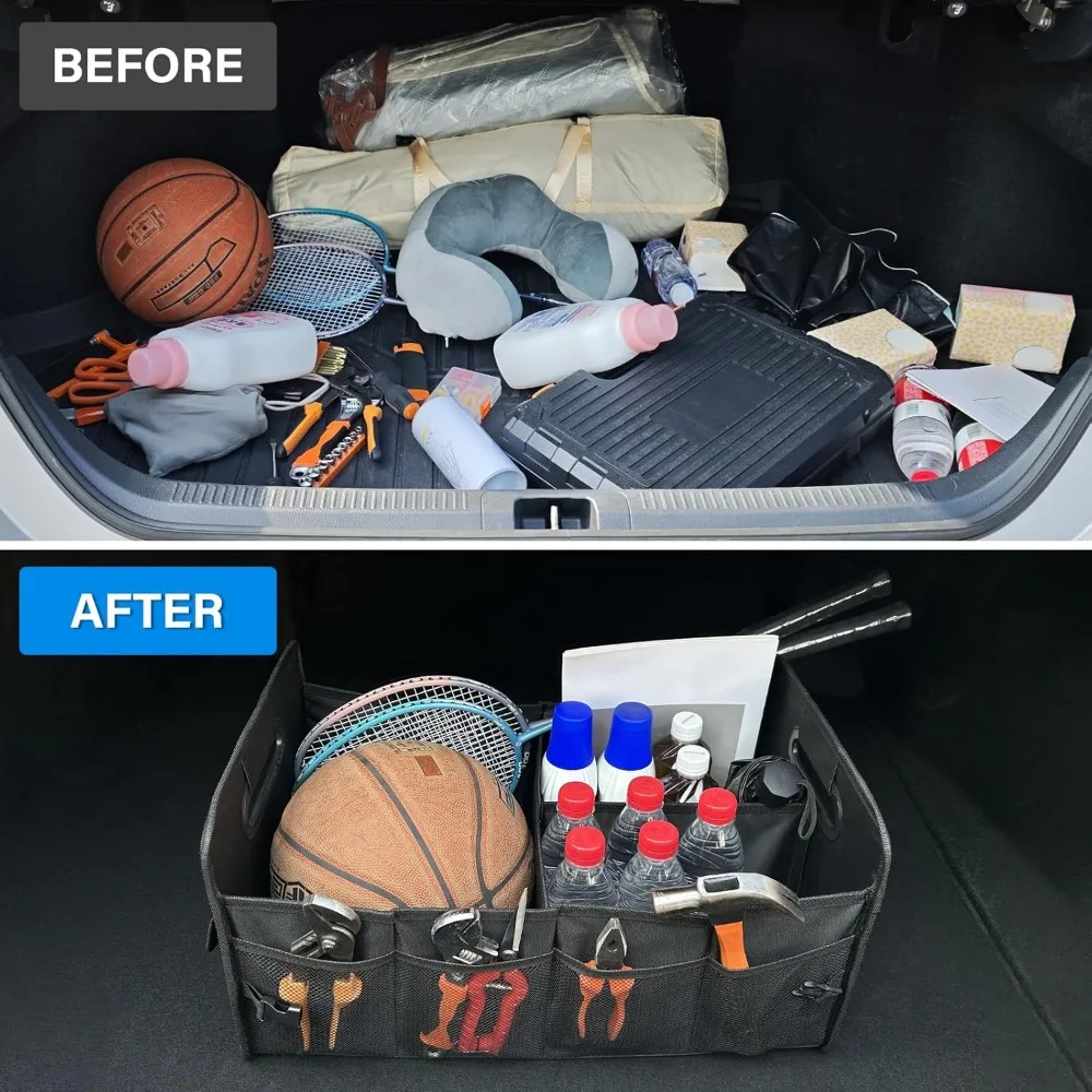 منظم صندوق السيارة لشاحن دودج دورانجو تشالنجر قابل للطي 2 صندوق تخزين السيارات مع مقبض غير قابل للانزلاق ب