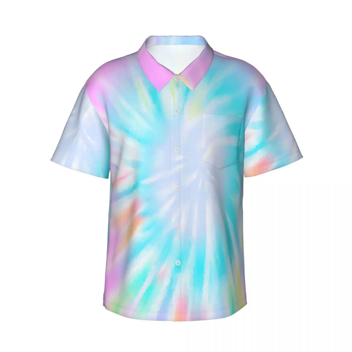 Pastel Tie Dye Vacation Shirt Men Colorful Print Casual Shirts Hawaiian Short Sleeves Pattern Classic Oversize Blouses Gift Idea