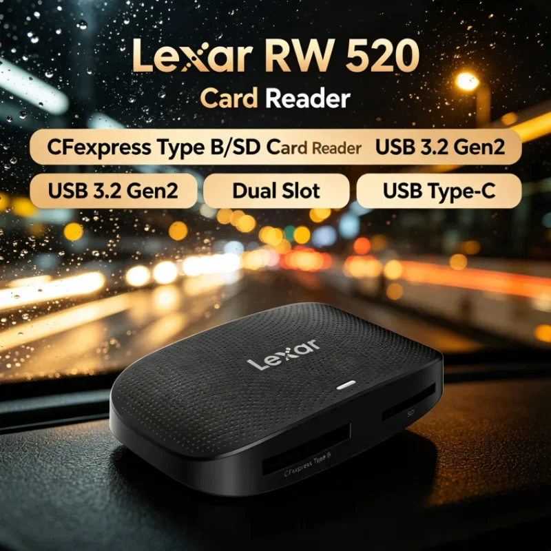Lexar RW520 Memory Card Reader High Speed CFexpress Type B SD Card Reader USB 3.2 Gen 2 for Data Transfer