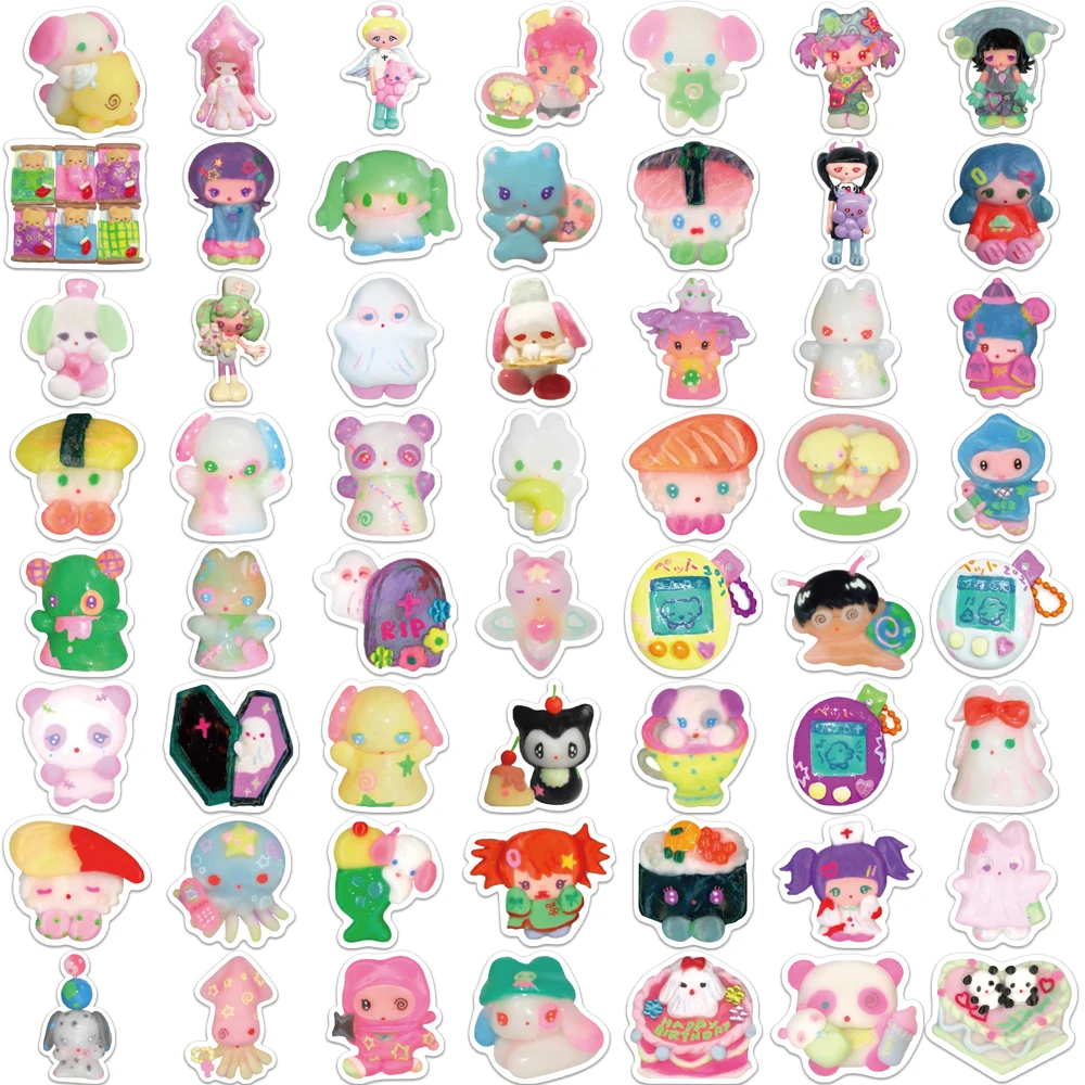 56PCS 3D Crystal Clay Girl Cute Stickers Skateboard Notebook Fridge Phone Guitar Luggage Decal Sticker Kids Toy image 2