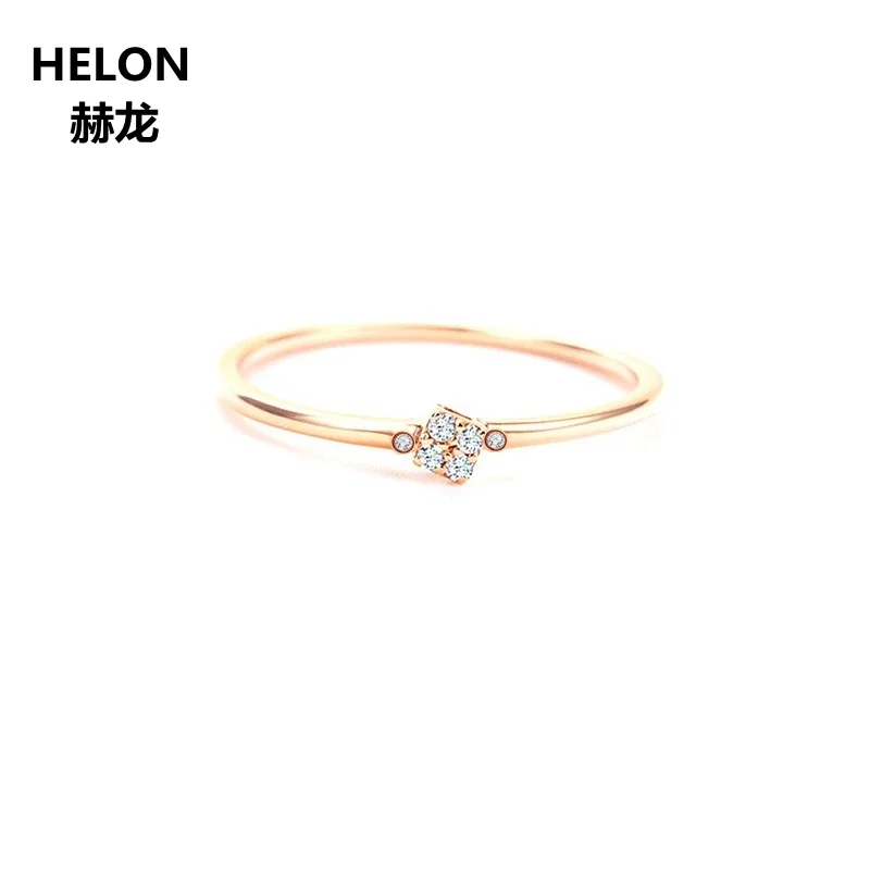 Solid 14k Rose Gold Natural Diamonds Engagement Ring Women Wedding Band Office Career Style