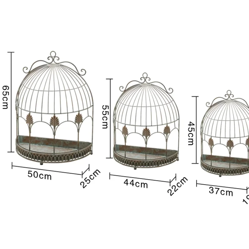 

Outer order American retro old wrought iron wall bird cage flower stand balcony courtyard villa garden decoration bracket