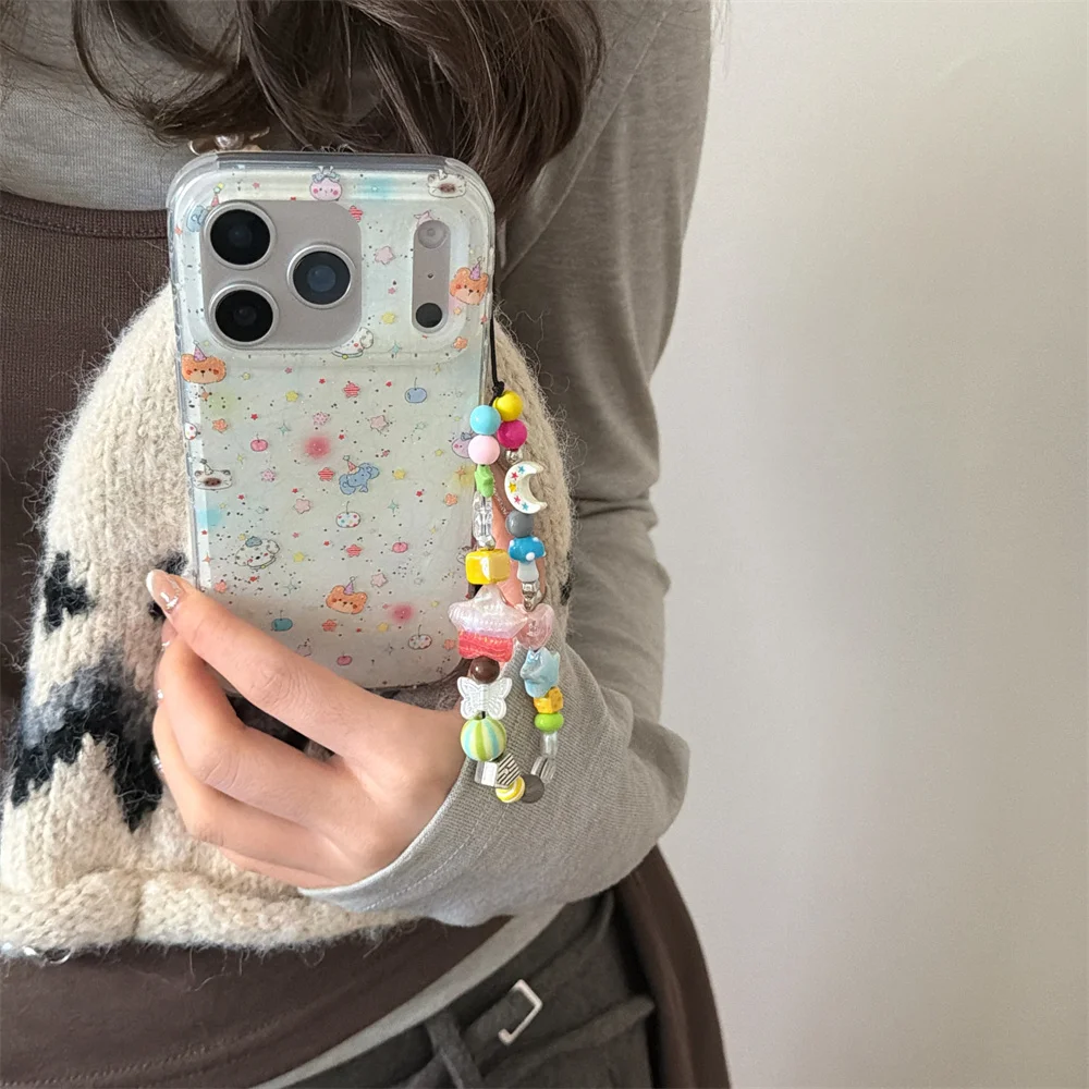 Glitter lines cherry animal cartoon phone case for iPhone 17 Pro 14 15 Pro Max 16 pro 17 cover with hinge cute protection Cases