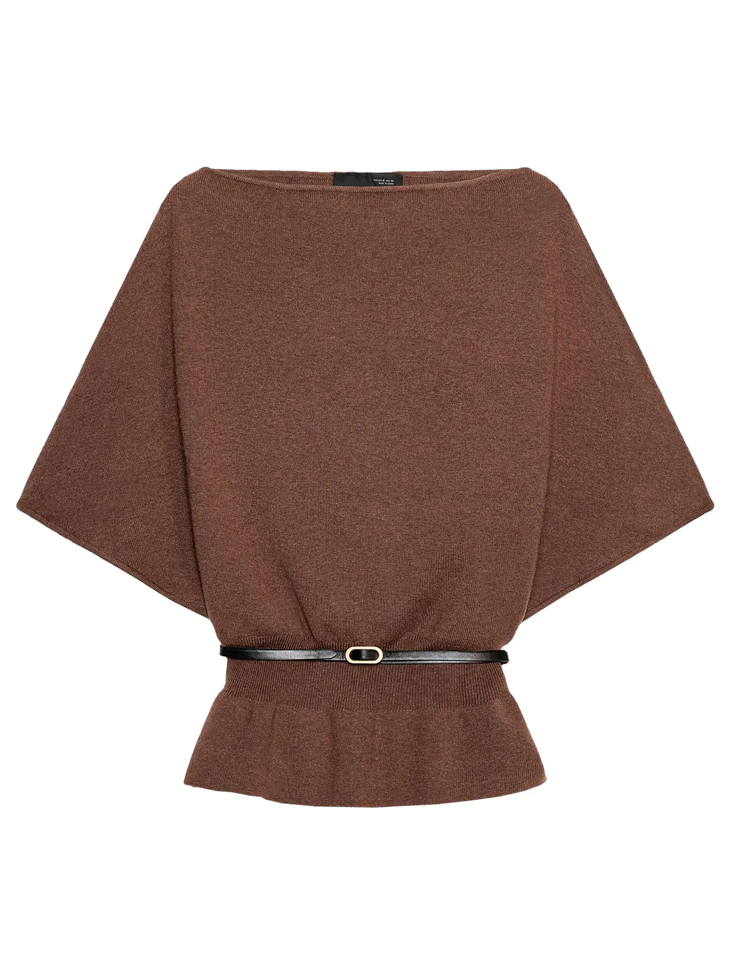 Lente 2026 Amerikaanse Sle ort Sve gebreide trui damesontwerp gelaagde decoratieve top met riem casual losse pasvorm vleermuismouw...