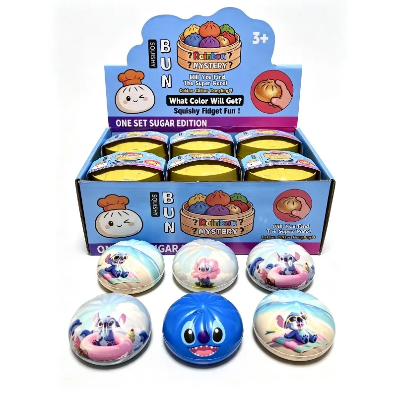 

Beach themed stitch bun blind box toy,portable stress relief squishy,children classroom holiday reward gift