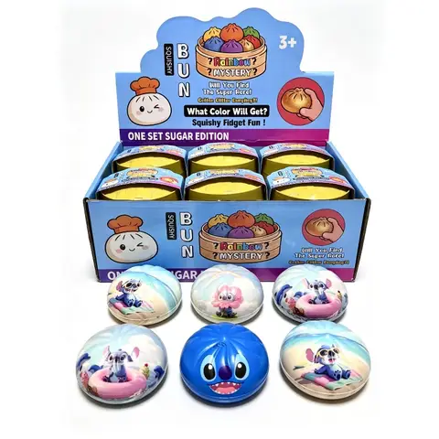 Beach Themed Stitch Bun Blind Box Toy, Portable Stress Relief Squishy, Children Classroom Holiday Reward Gift