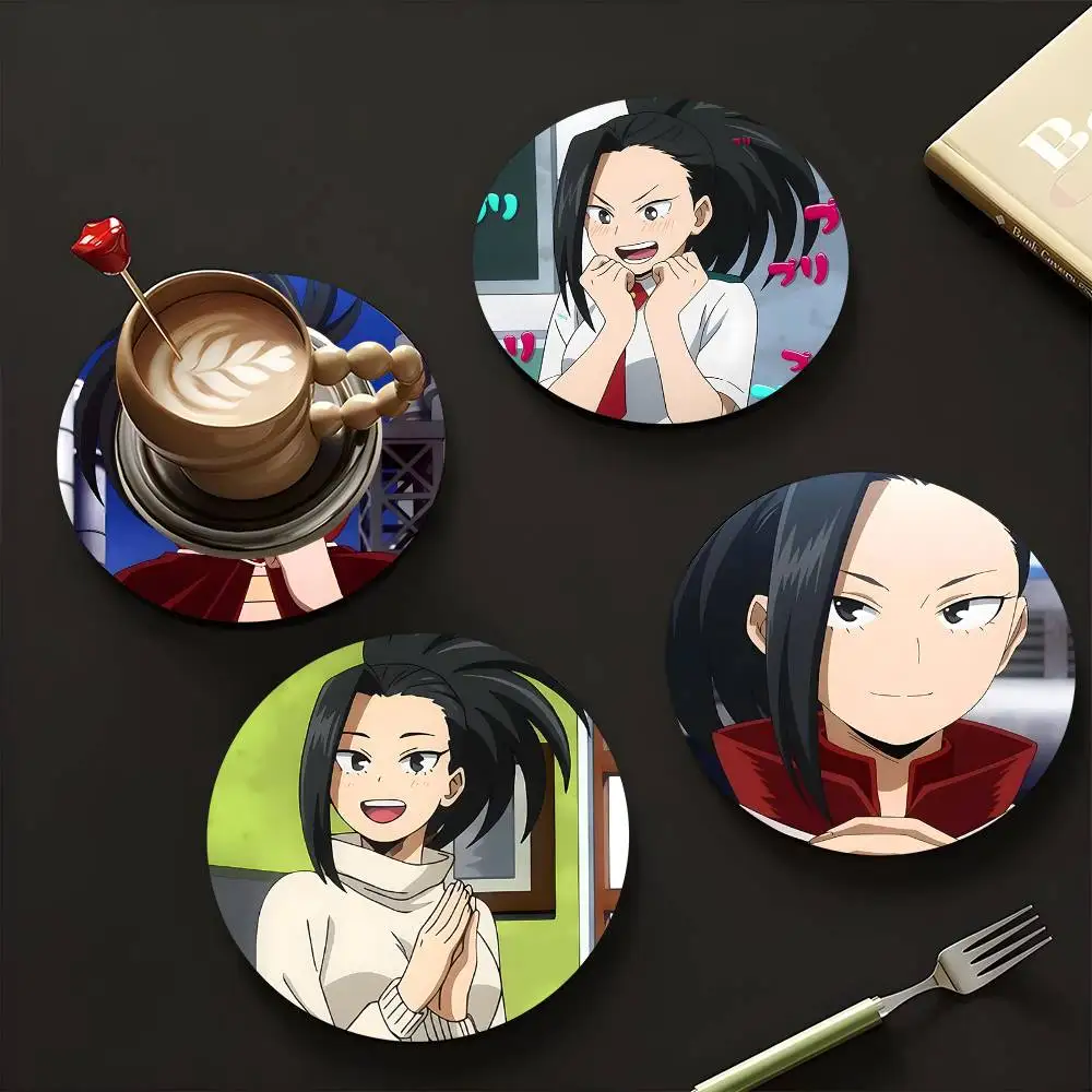 1pc Momo Yaoyorozu Anime Characters Wooden Coaster Colour Printing Cup Mat Home Desk Decoration Gifts