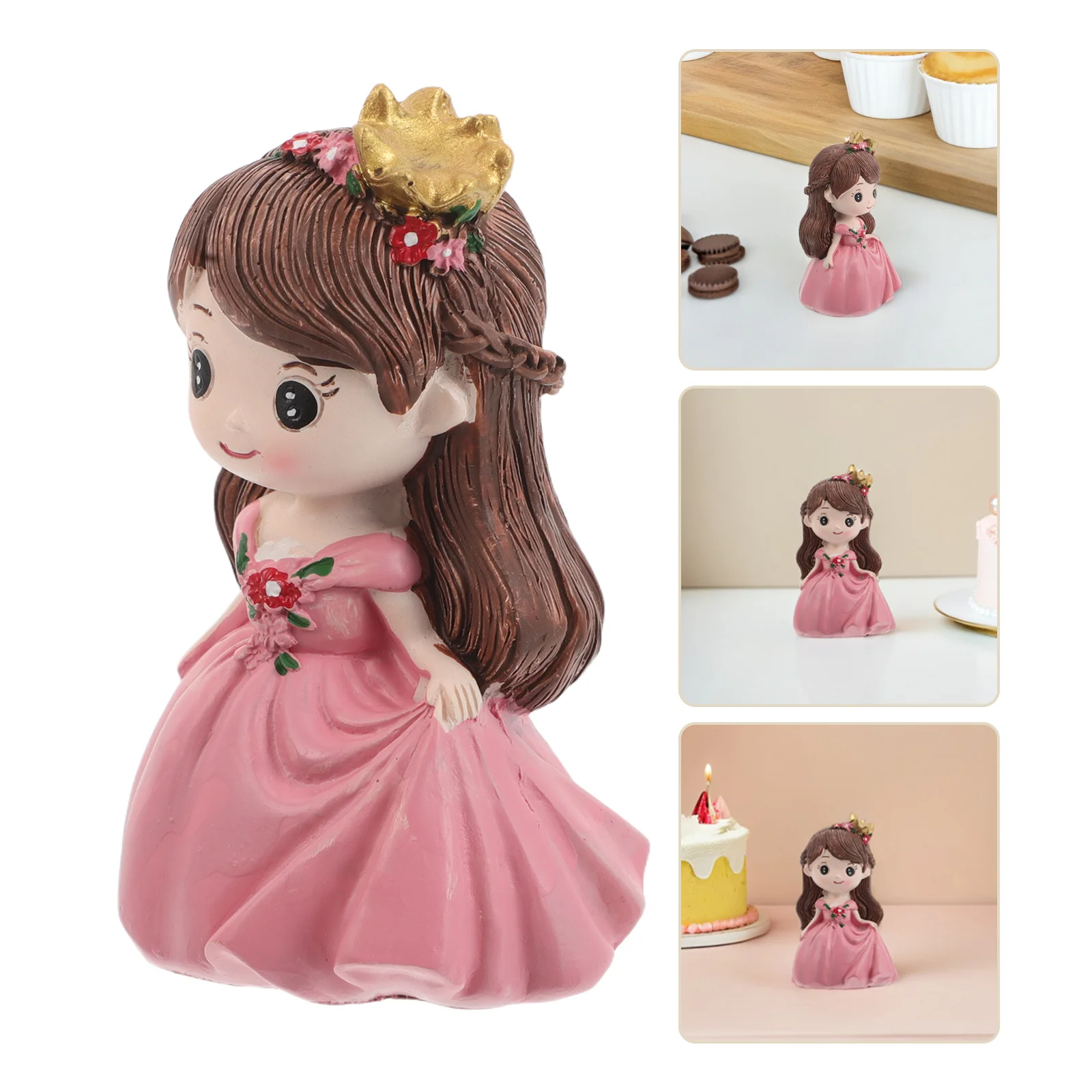

Princess Decoration Pink 3D Girl For Birthday Party Cupcake Cake Topper Cake Ornaments Kids Girls Party Decor