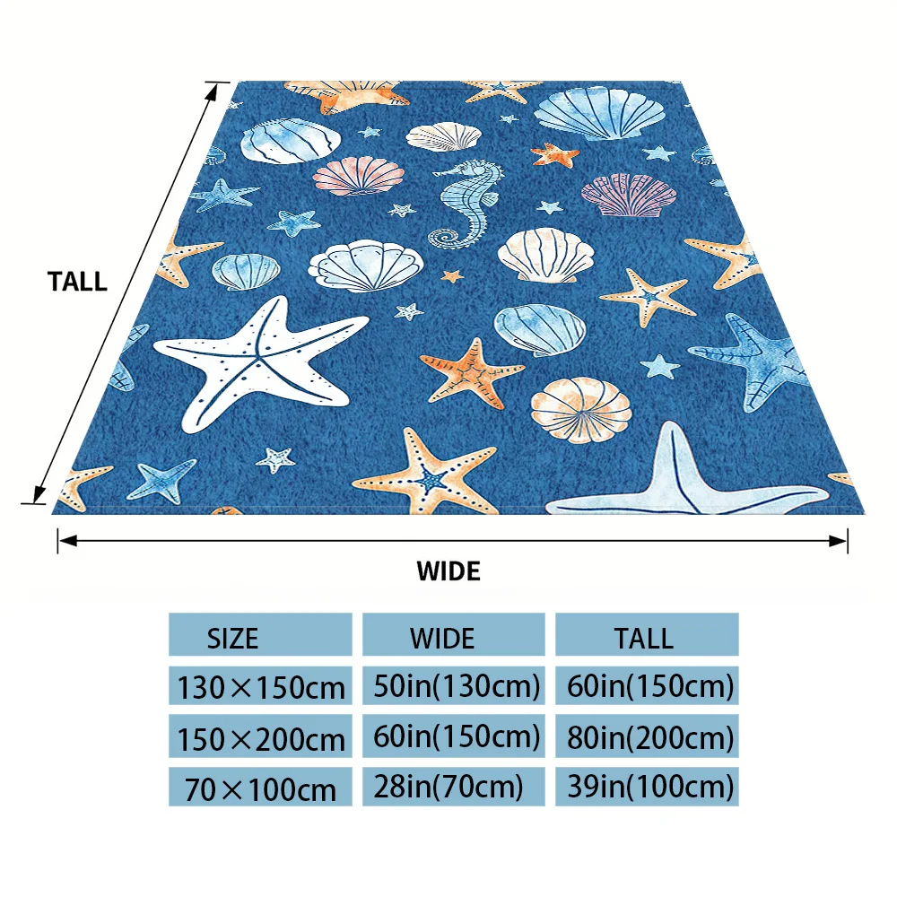 Ocean Shells Nap Blanket,Flannel Blanket,Suitable For Sofas,Beds,Cars,Rooms,Offices,Camping,Exquisite Gift Blankets