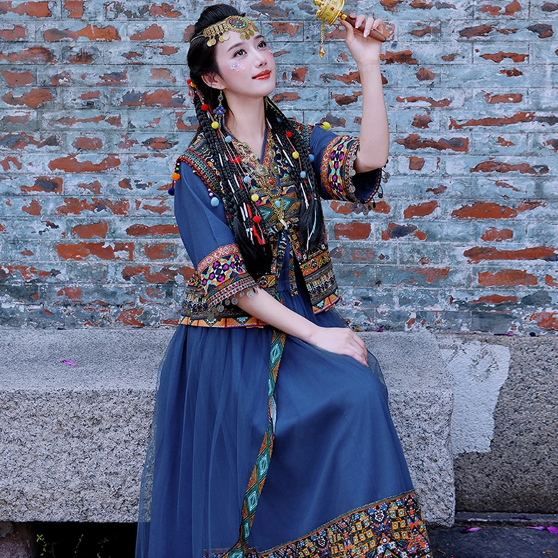 Falda de estilo exótico para mujer, vestido étnico de Miao S, traje de viaje para Dali Lijiang Yunnan