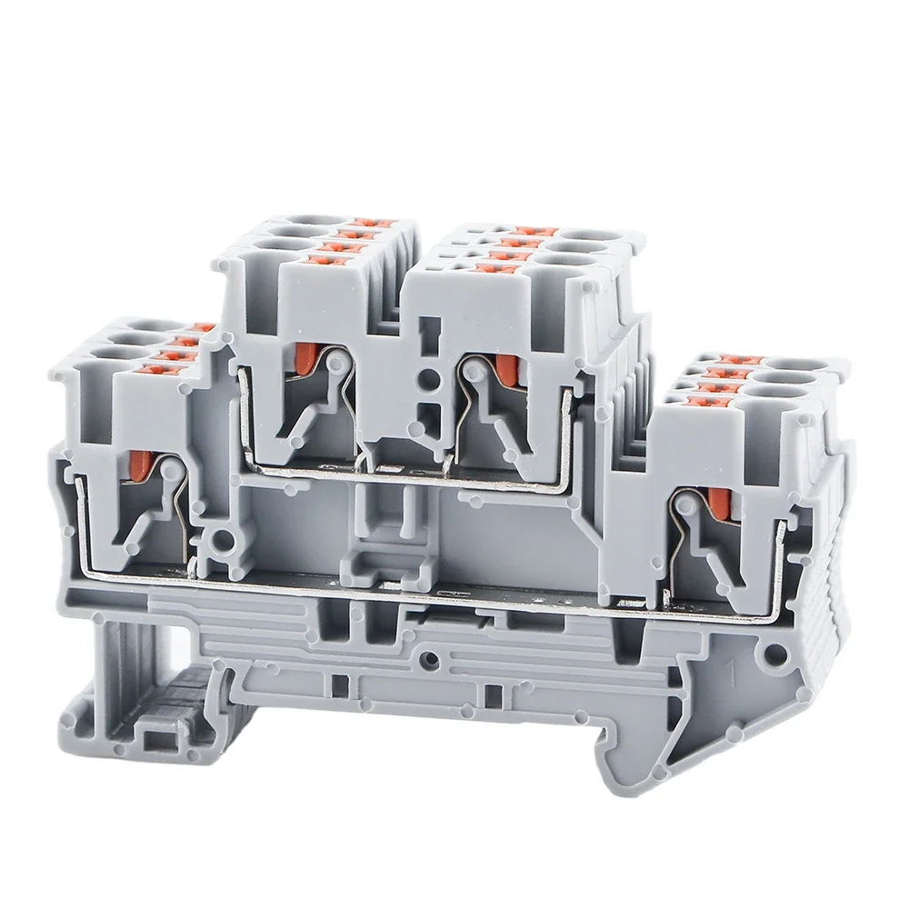 Imagem -05 - Din Rail Terminal Block Pttb2.5 Conector Elétrico Dupla Camada Primavera Fiação Conexão Fio Condutor Bloco Terminal 50 Pcs