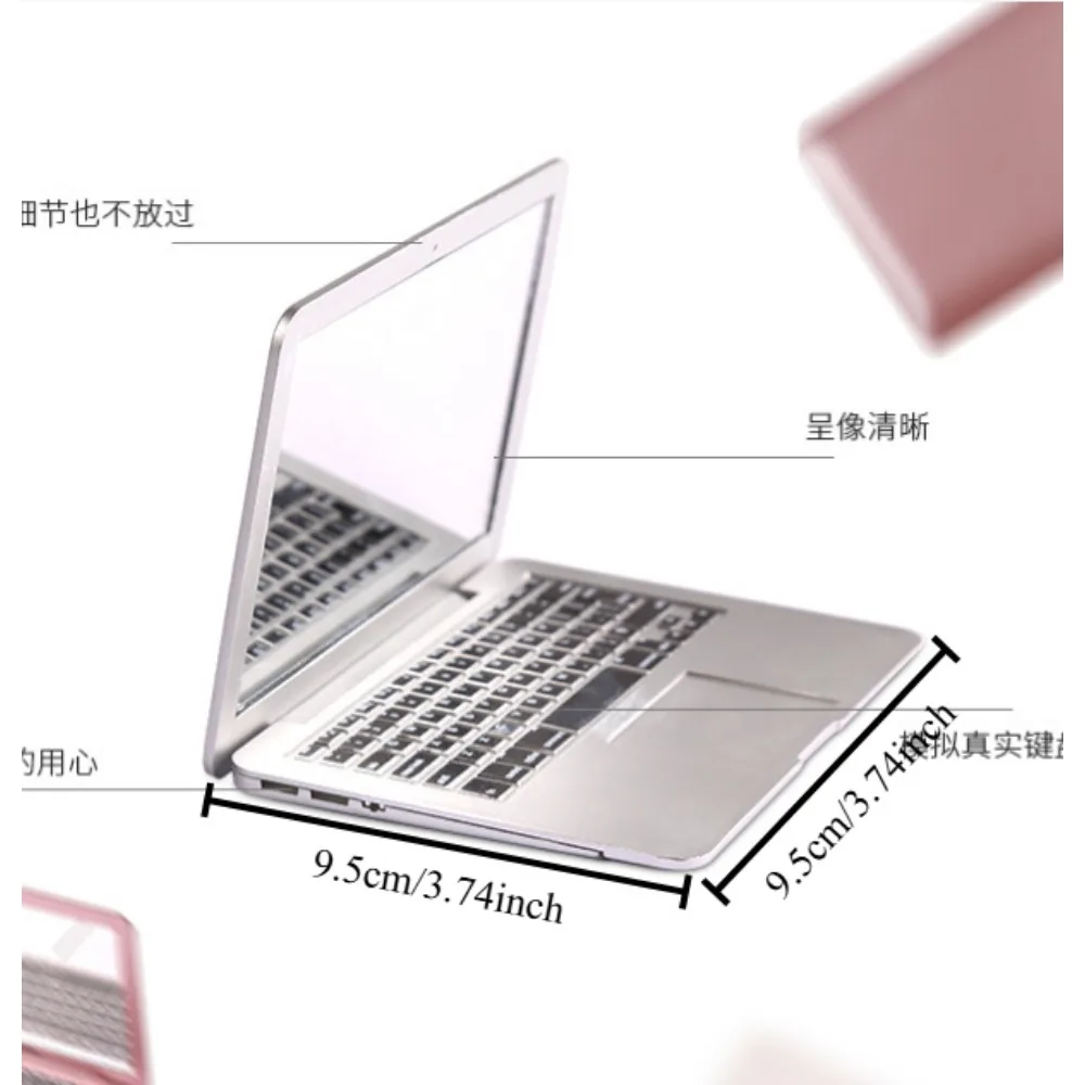 2 Pack Mini Laptop Vanity Mirror Foldable Desk Decor Mirror Portable Pocket Makeup Mirror for Purse Travel Women Gift Choice