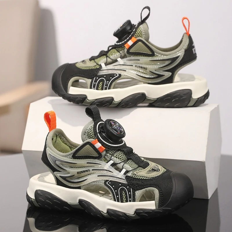 

Girls Sandals Summer New Children's Baotou Sandals Rotary Buckle Tide Shoes Children's Shoes Students Large Children Beach Shoes