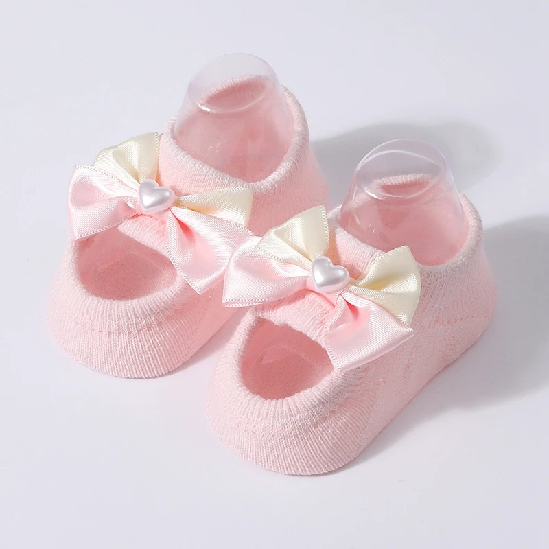 

Baby Princess Sock with Bow Newborn Girls Boat Socks for Wedding Birthday Spring Summer Infant Toddler Floor Socks 0-18M