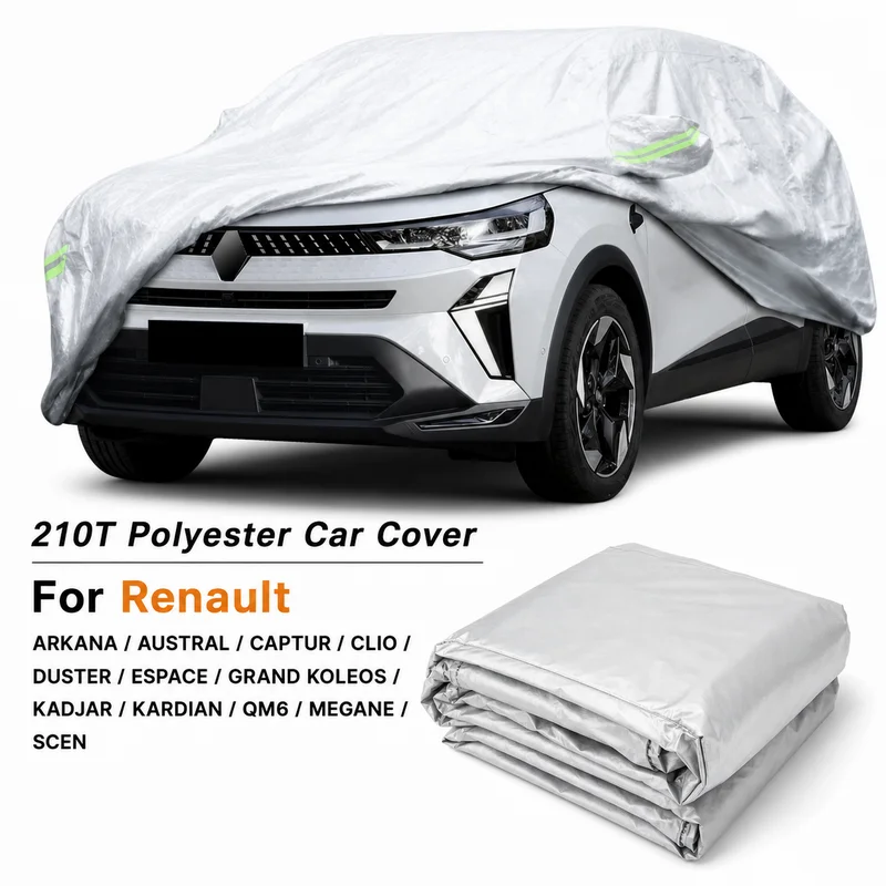 210T Polyester Car Cover For Renault ARKANA AUSTRAL CAPTUR CLIO DUSTER ESPACE GRAND KOLEOS KADJAR KARDIAN QM6 MEGANE SCEN