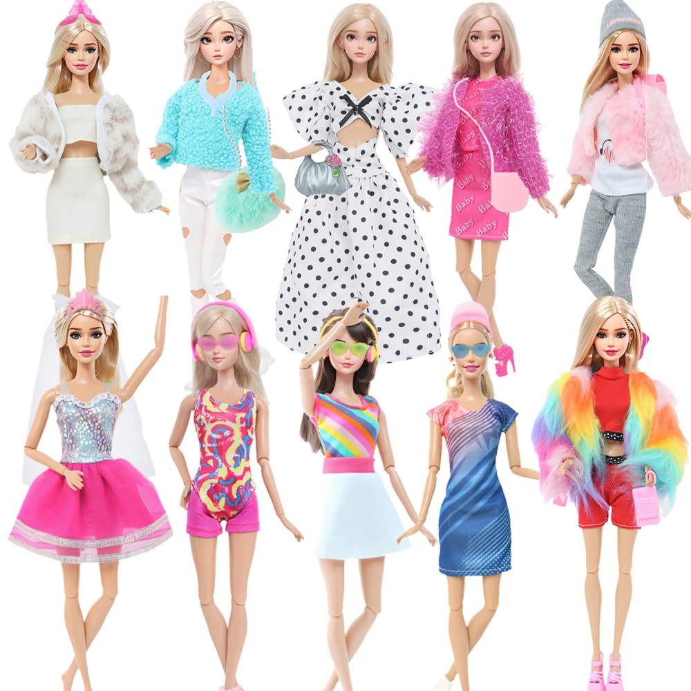 

11.5'' Girl Doll Clothes with Accessories Sport Suit 30cm Dress Coat Blouse Pant Shoes Glasses Earphones Toy Accessories Gift