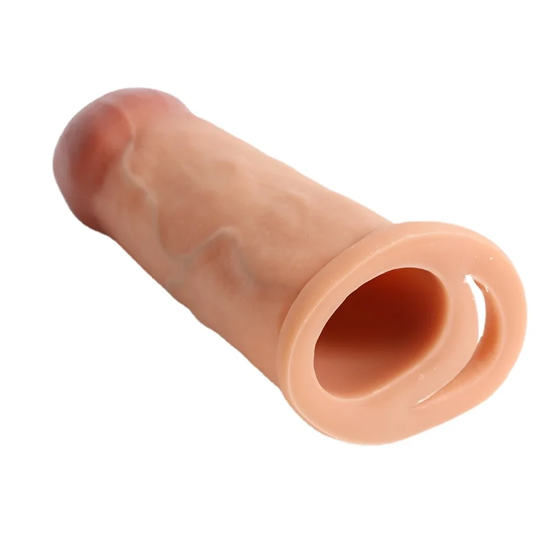 Open Head Penis Sleeve Extender Enlarger Cock Sleeve Reduce Sensitivity Penis Enlargement Ball Stretcher Sex Toys for Men Couple