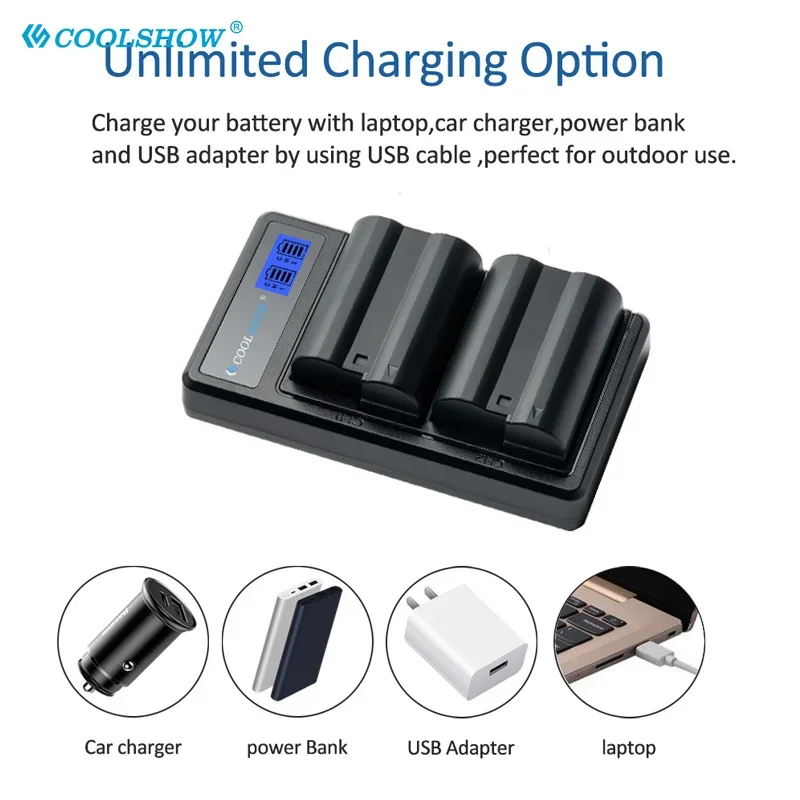 EN-EL15 EN EL15 LCD Dual USBCharger para Nikon D600 D610 D600E D800 D800E D810 D7000 D7100 D750 V1 ENEL15 cargador de batería
