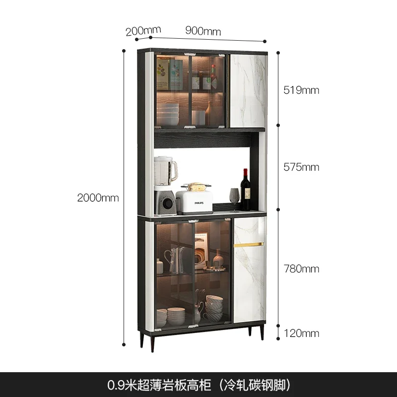 wine cabinet integrated against the wall, high cabinet, sliding door storage cabinet, living room wall sideboard 20cm