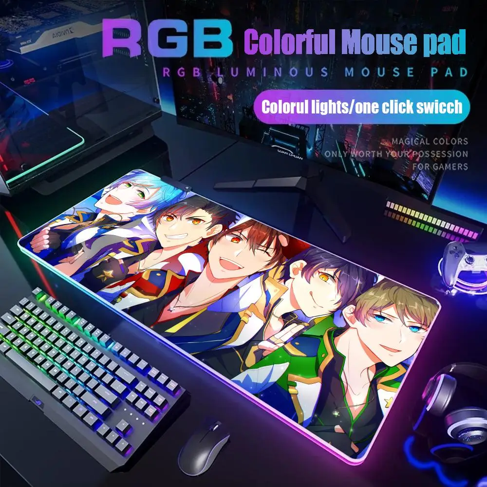 

Anime Ensemble Stars Mouse Pad Game Rgb Desk Mat Back Light Led Mousepad Setup Gaming Accessories Deskmat Big Mousepad Backlight
