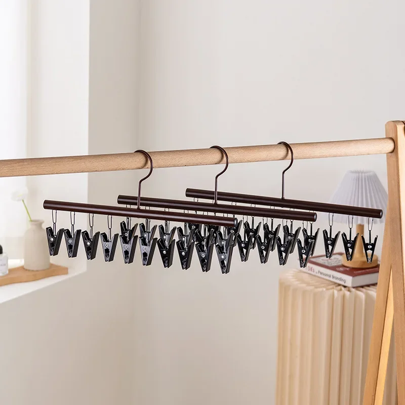 2pcs/set Multi-Clip Windproof Drying Rack Multi-Functional Household Clothes Balcony Storage Rack for Underwear and Socks