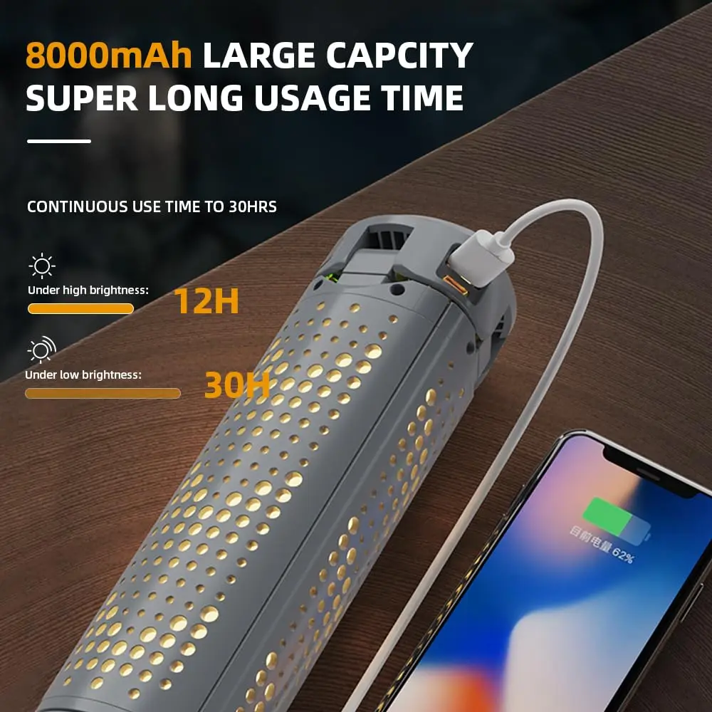 Folding Camping Light Portable Telescopic Lanterns USB Rechargeable 8000mAh Outdoor Waterproof Power Bank Lamp With Triangle Sta image 6
