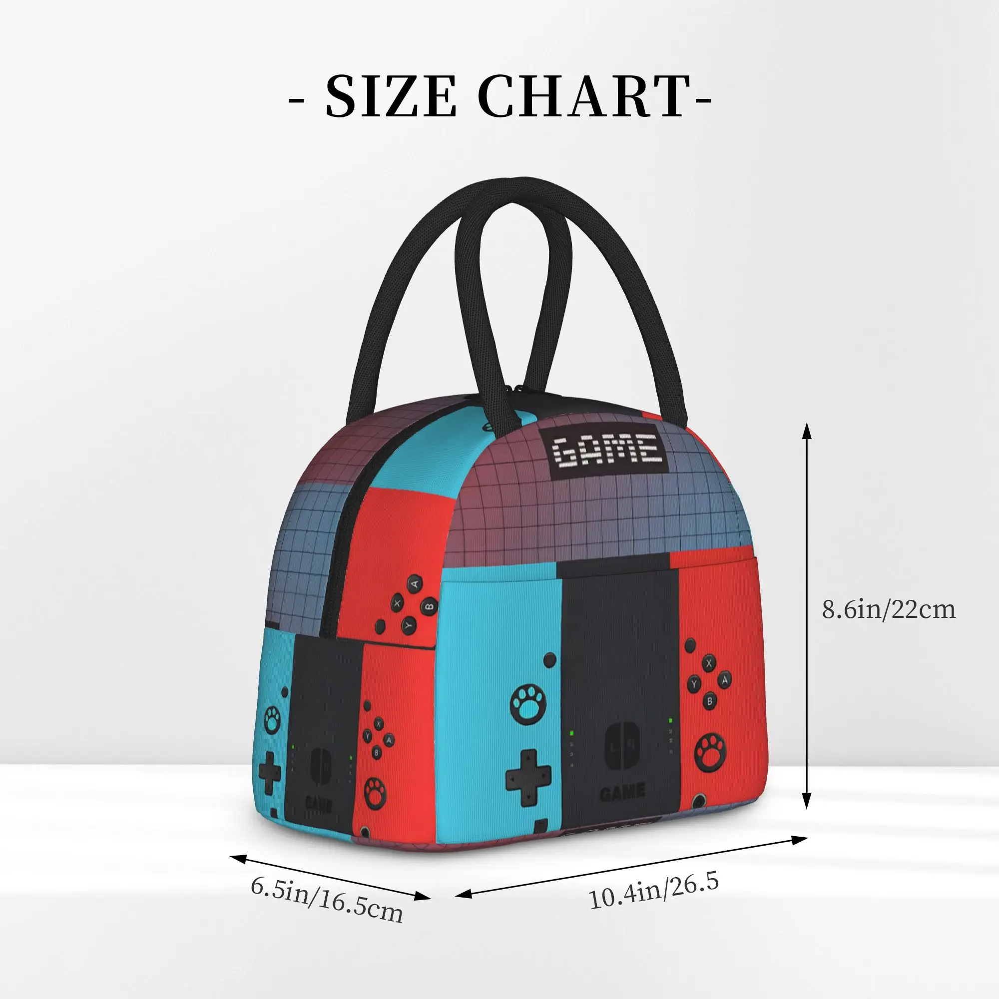 Games Console Handheld Gamer Insulated Lunch Tote Bag for School Controller Portable Cooler Thermal Washable Food Bag