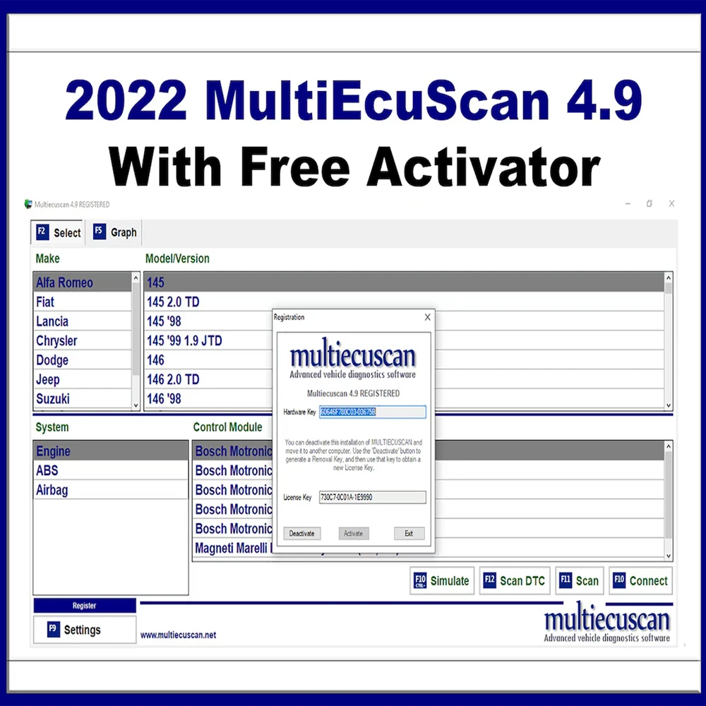 

2023 Multiecuscan V4.9 For Fiat/Chrysler/Dodge/Jeep/Suzuki Scanner Software 4.9Work With ELM327 / OBD II Diagnostic Tool