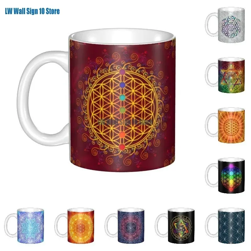 Flower Of Life Coffee Mugs DIY Customized Spirituality Yoga Zen Mandala Ceramic Tea Milk Mug Outdoor Work Camping Cups And Mugs