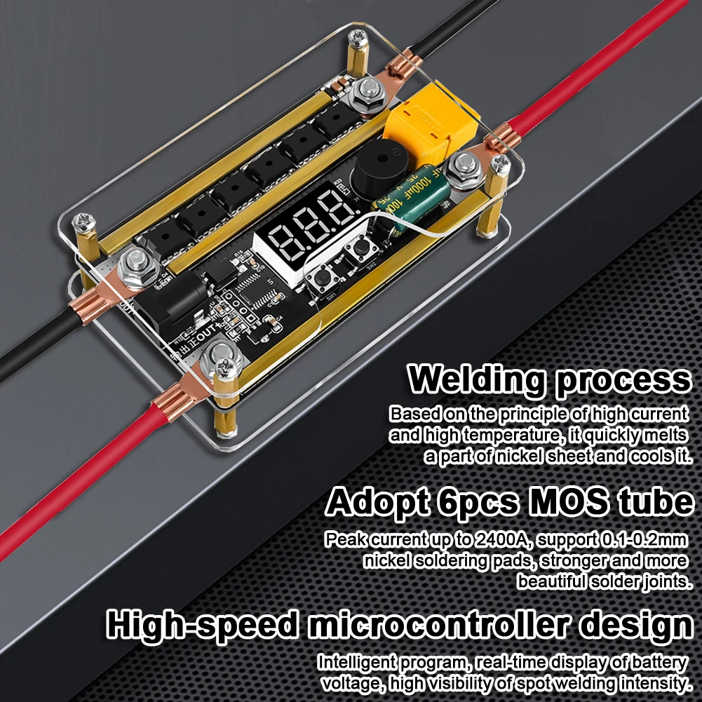 GX591 DIY Spot Welder Set 99 Gears Adjustable 12V Spot Welder Control Board with Automatically Trigger Welding for 18650 Battery