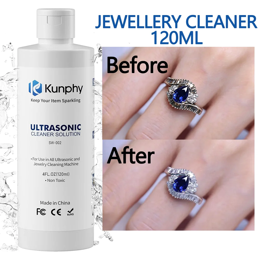 120ml Ultrasonic Glasses Cleaning Machine Cleaning Oxidized Jewelry Glasses Watch Ring Cleaning Solution