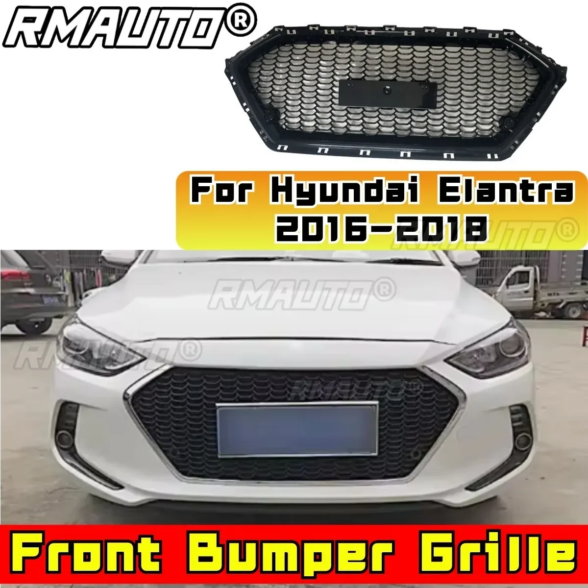 For Hyundai Elantra Bumper Grill Racing Grills Car Front Grille Grillg Body Kit For Hyundai Elantra 2016-2018 Car Accessories