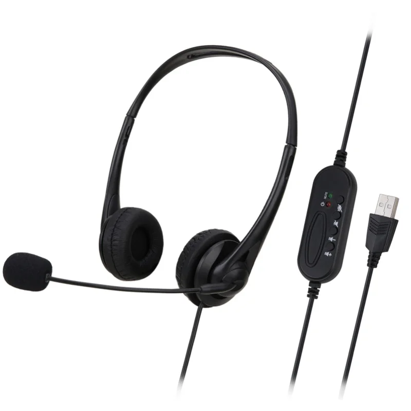 SY490MV Call Center Wired Headset Wired Control USB Port With Microphone Telephone Operator Headphone Noise Canceling For