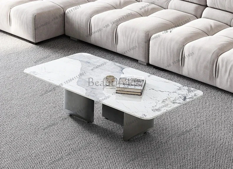 yj21 FTavolino da café italiano minimalista con lastra di roca piccolo appartamento leggero lusso moderno semplice quadrato i