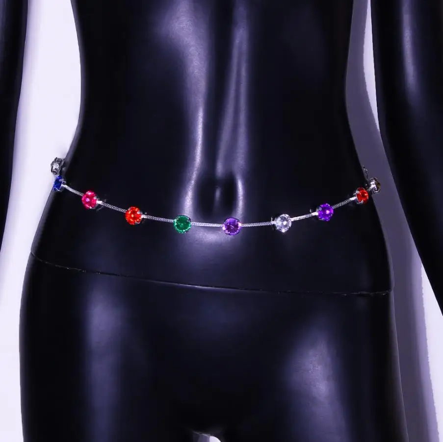 Fashion Rhinestone Waist Chain Party Decor Jewelry Colorful Sparkly Sexy Crystal Belly Chains for Women and Girls 25pcs/lot