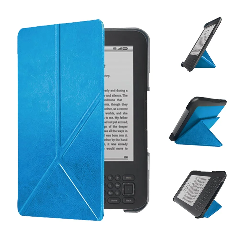 Lightweight Stand Case For Kindle Keyboard 3rd Gen Leather Cover Reader Kindle3 Kindle D00901 Flip Folio Magnetic Closure