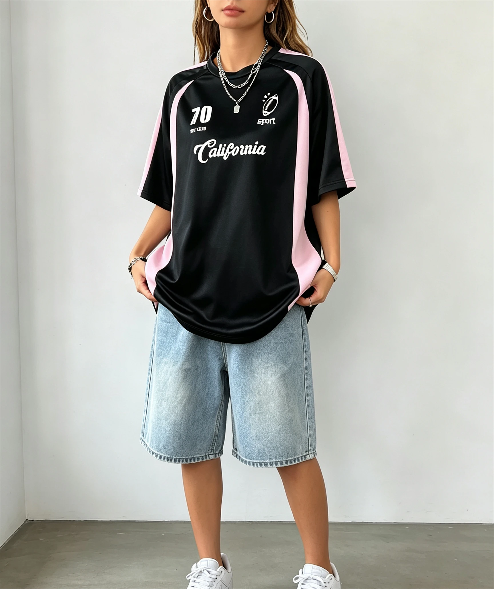 Family Matching Oversized Loose T-Shirt Football Graphic Colorblock & Big Number Design Casual Streetwear Style Tops Tees Unisex