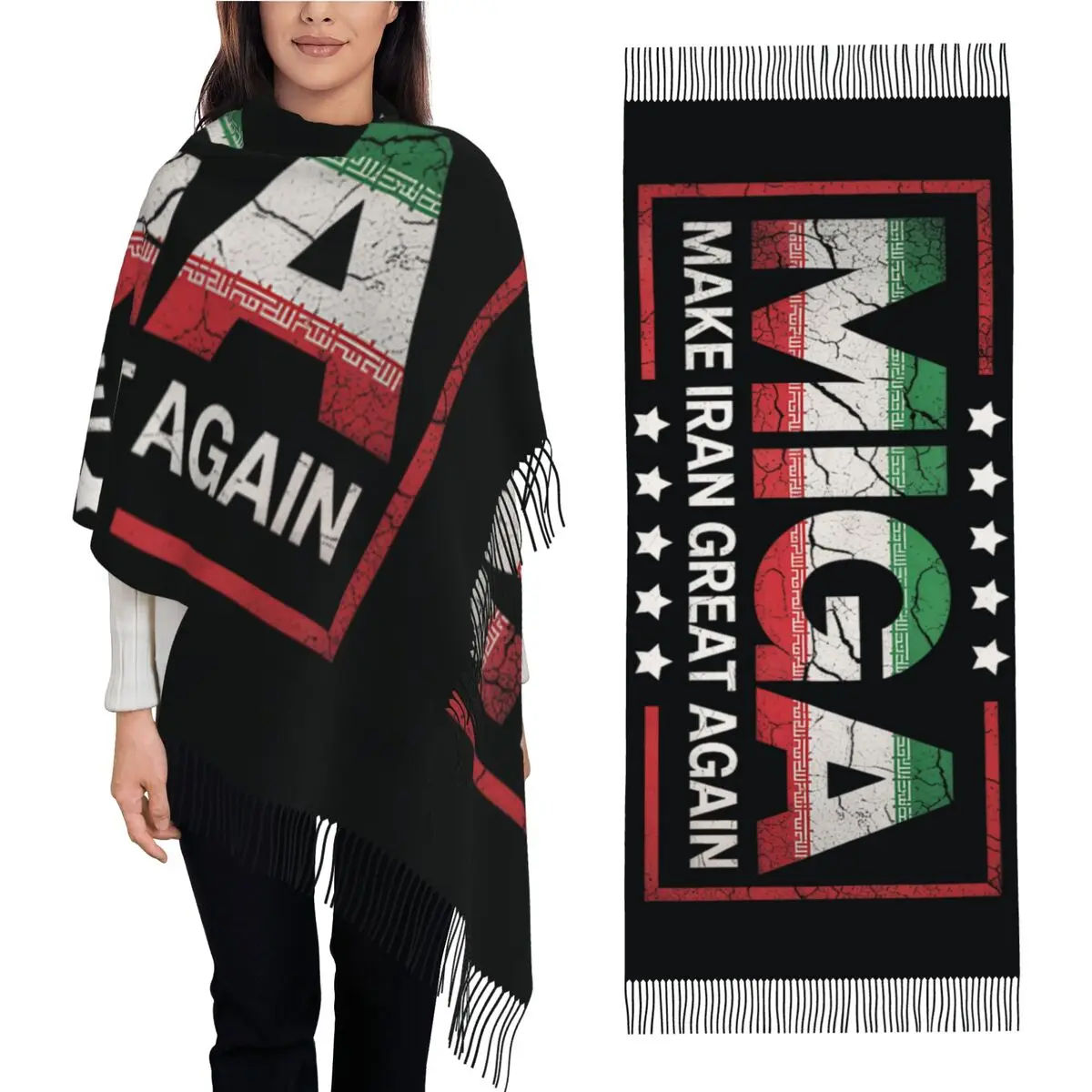 Make Iran Great Again MIGA Scarf Warm Soft Shawl Wraps with Long Tassel Men Women Popular Scarves Wraps Autumn New Bufanda Mujer