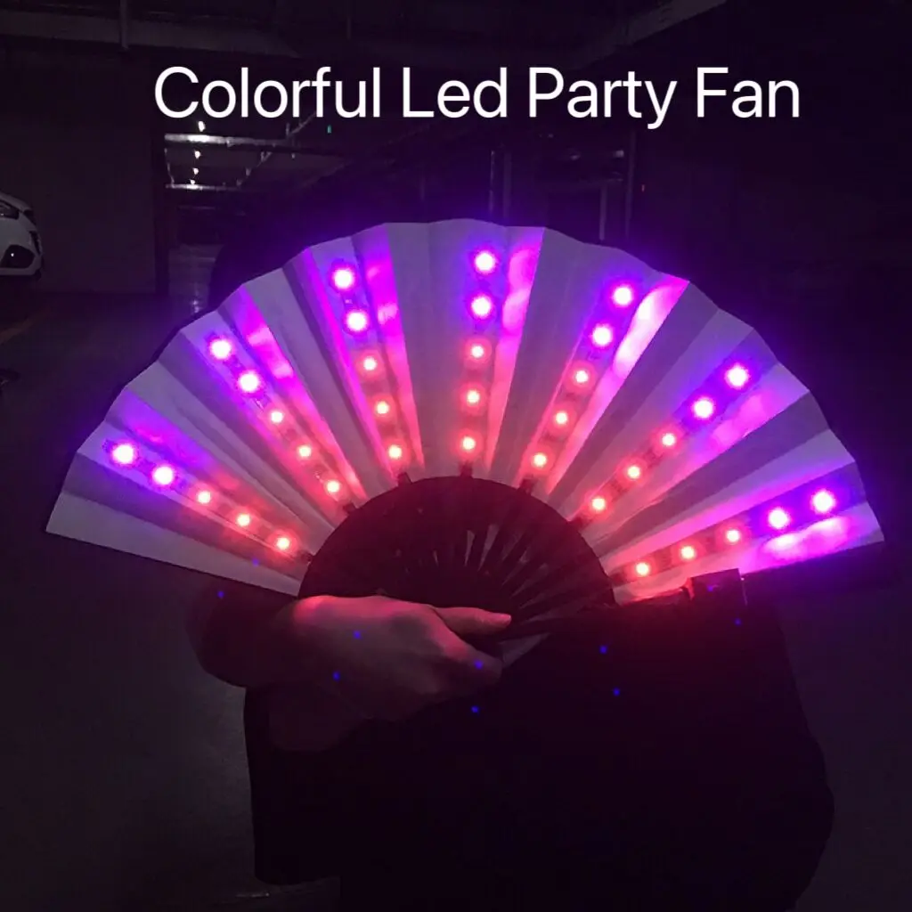 

Luminous Led Party Fan Folding Glowing Fan Colorful Rechargeable LED Paper Fan For Wedding Night Bar Props Show Light Up Fan
