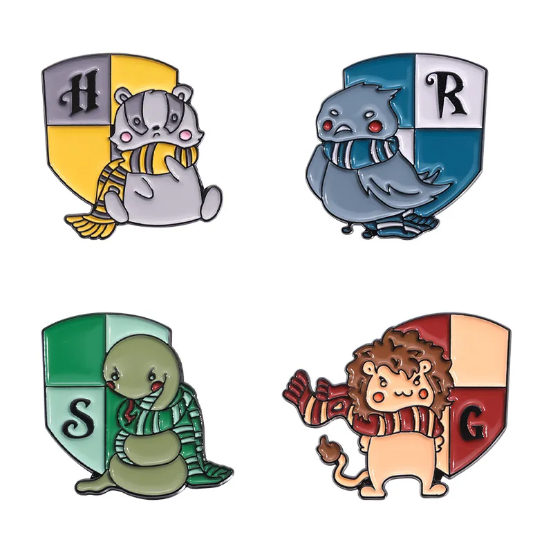 Cartoon Creative Magic Academy Souvenir alloy drip oil Enamel Pins Colorful scarf Brooches Lapel Badge Funny Jewelry Gifts image 2