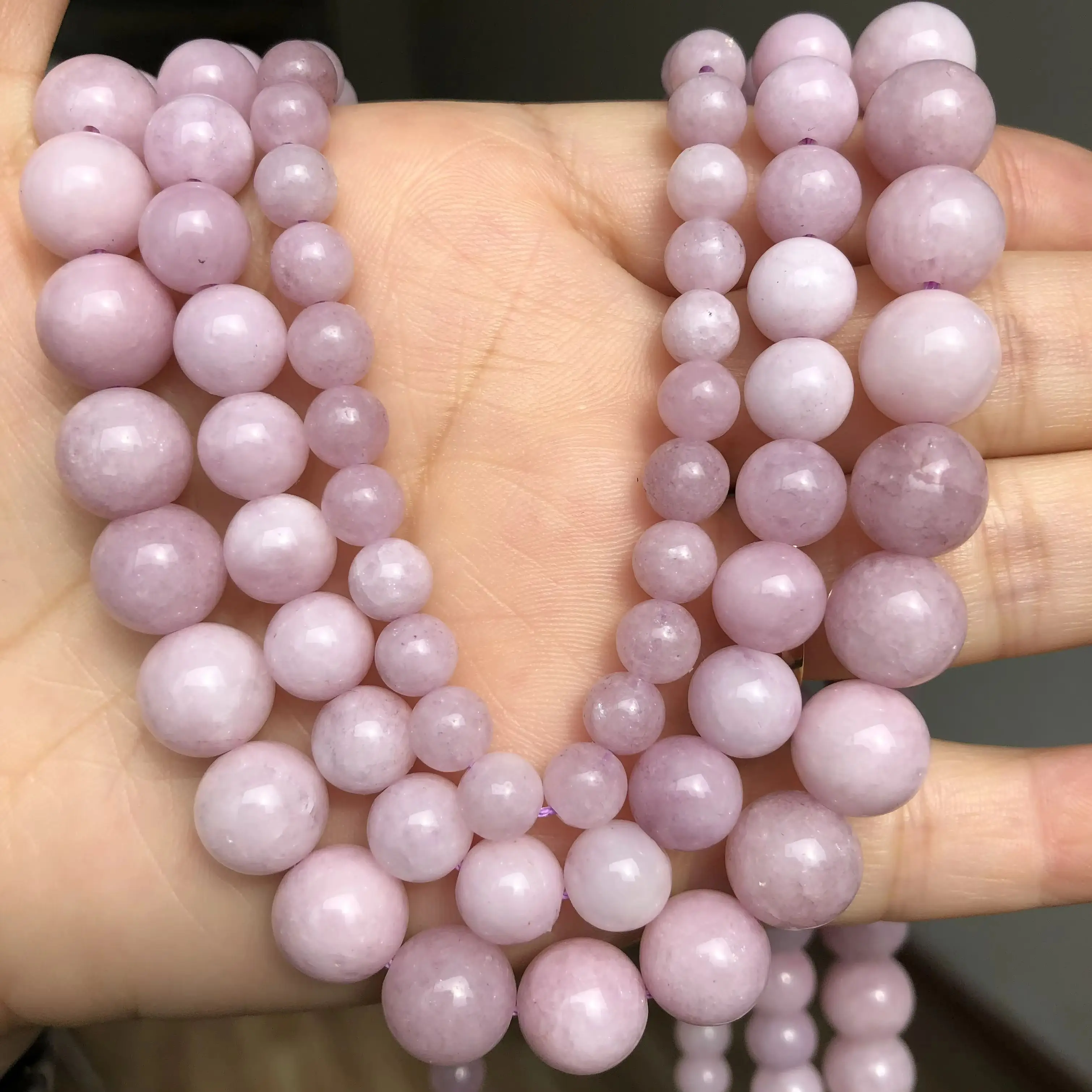 Contas kunzite roxo de pedra natural, contas redondas espaçadoras soltas para fazer joias, bracelete elegante e faça você mesmo