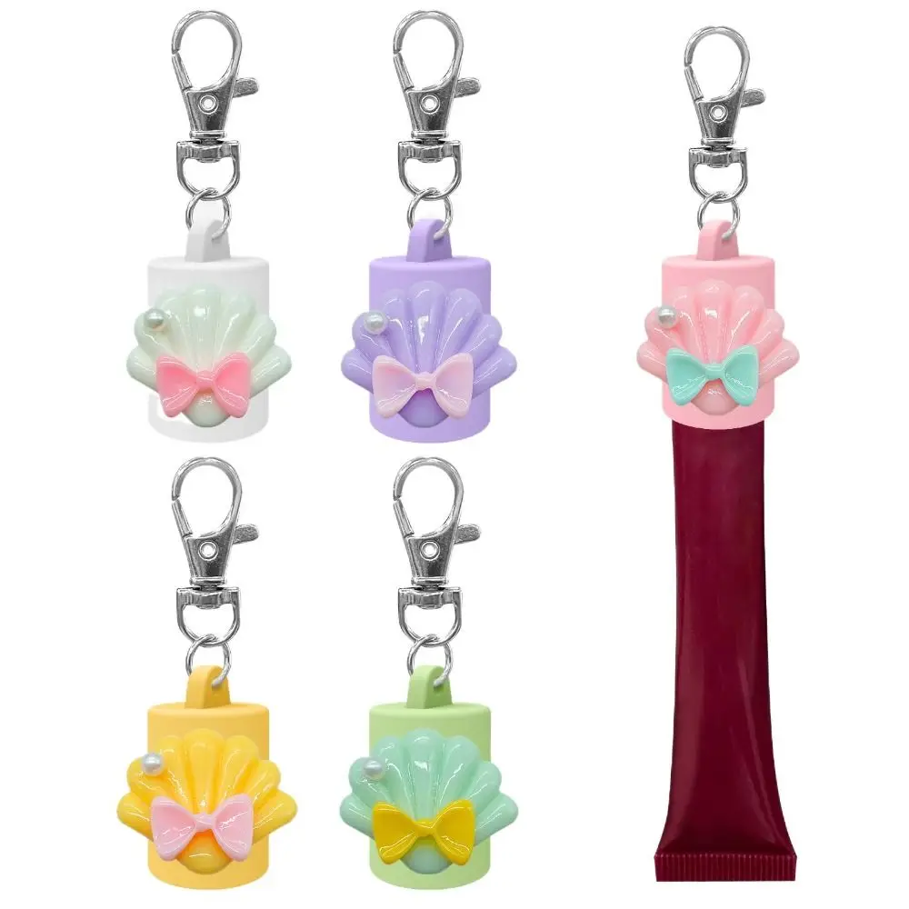 Silicone Lip Balm Holder with Keyring Flexible Keychain Lip Gloss Cap Portable Colorful Lipgloss Sleeve for Summer Fridays view 2