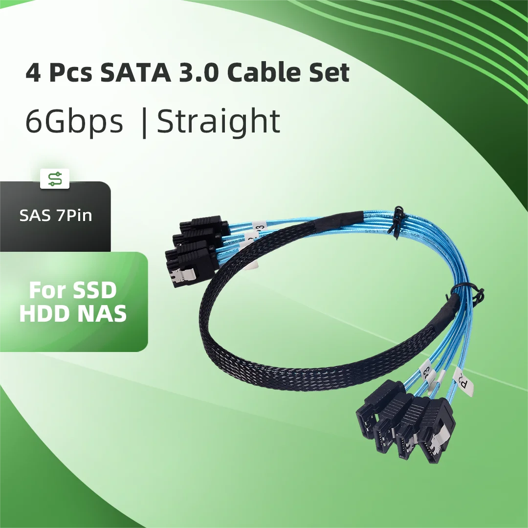 6 Straight Head 4SATA-4SATA  SATA 7P Pair SATA 7P SSD Solid State Drives with Ethernet Cable Connections 8SATA-8SATA